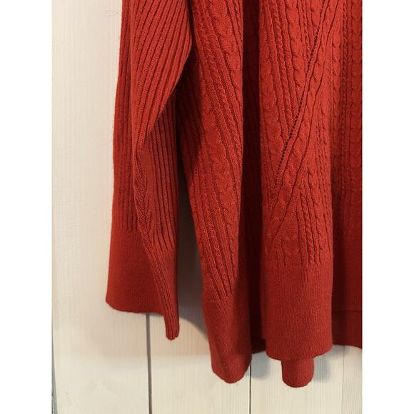 Lane Bryant Woman’s Pullover Sweater Sz 26/28 Red Orange Cable Knit Cotton - Picture 4 of 7